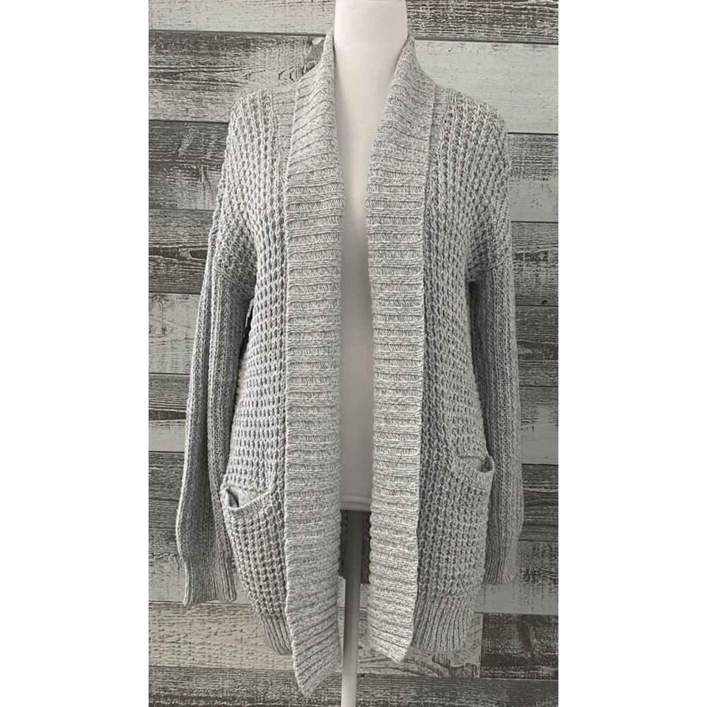 Chaus New York Women's Gray Knit Open Front Cardigan Sweater Size M